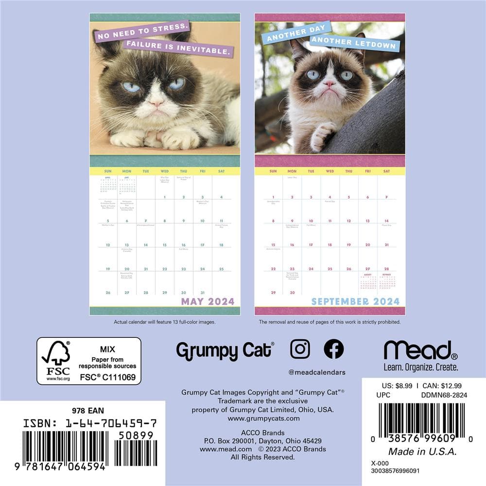 Grumpy Cat 2024 Mini Calendar product Image