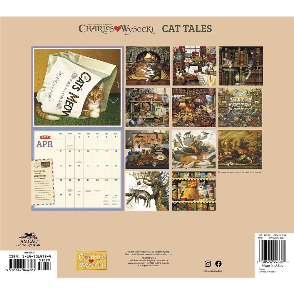 Cat Tales Charles Wysocki 2024 Wall Calendar - Online Exclusive product image