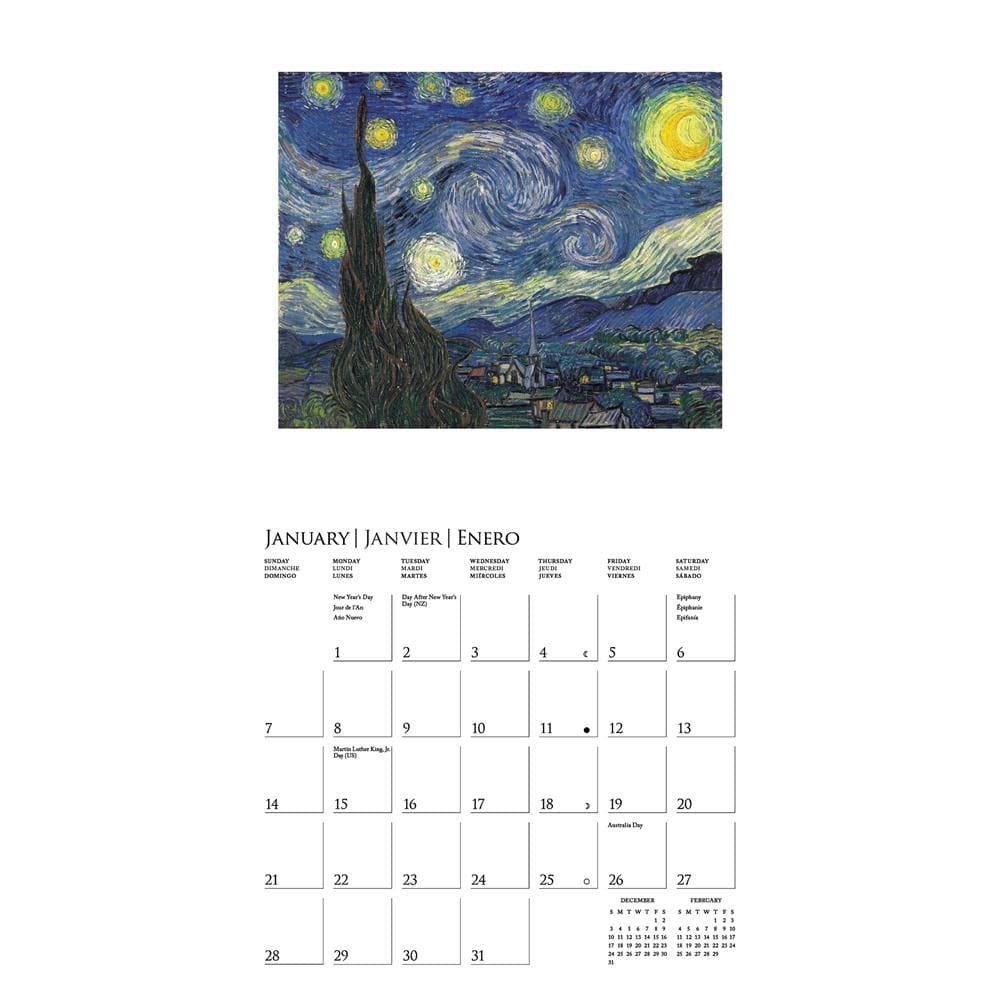 Calendrier mural 2024 Vincent Van Gogh 16 mois