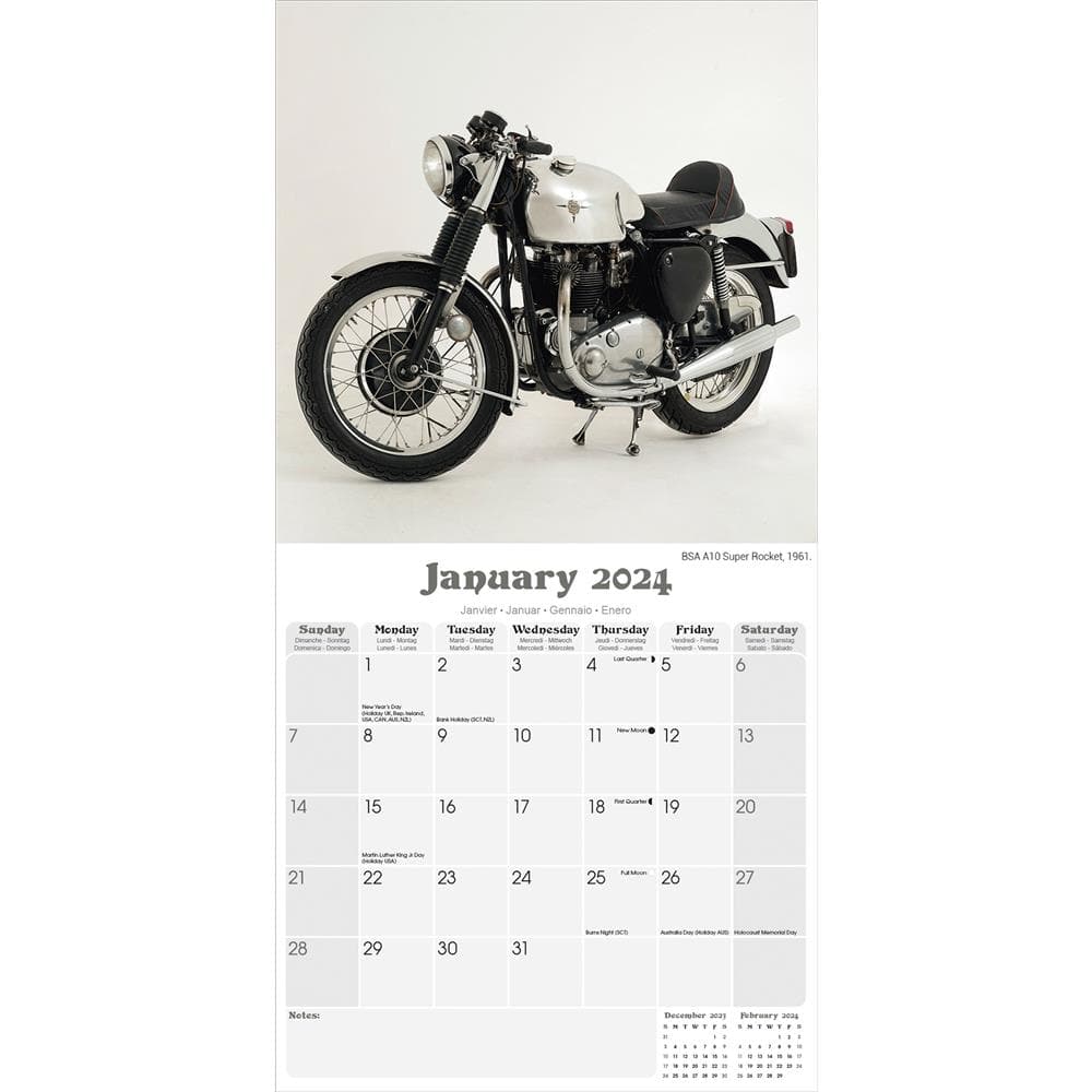 Classic British Bikes 2024 Wall Calendar product image