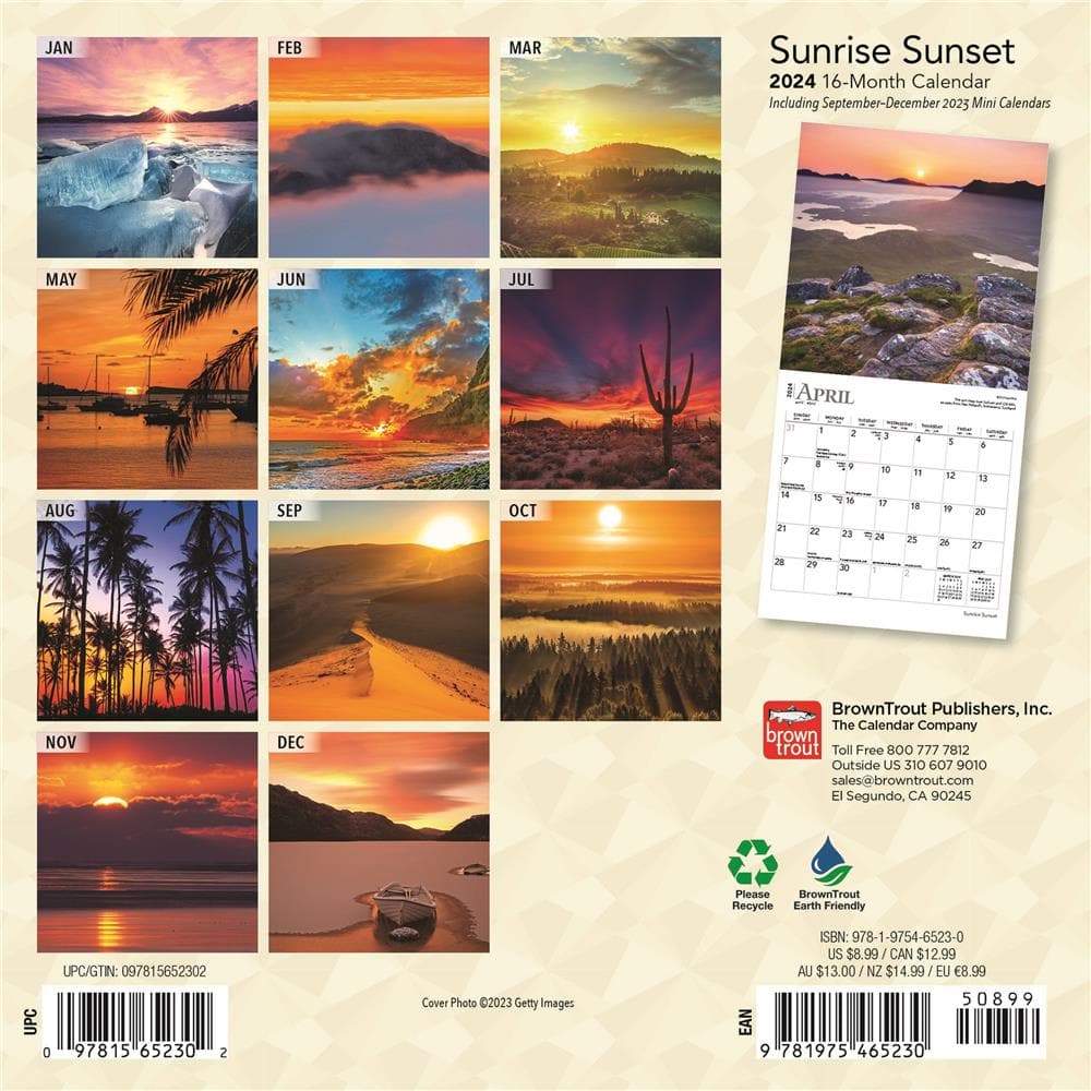 Sunrise Sunset 2024 Mini Calendar  product image