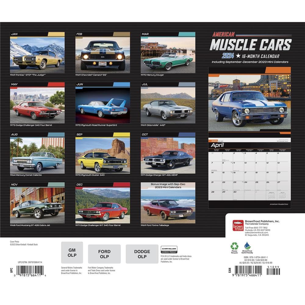 American Muscle Cars 2024 Deluxe Wall Calendar product image