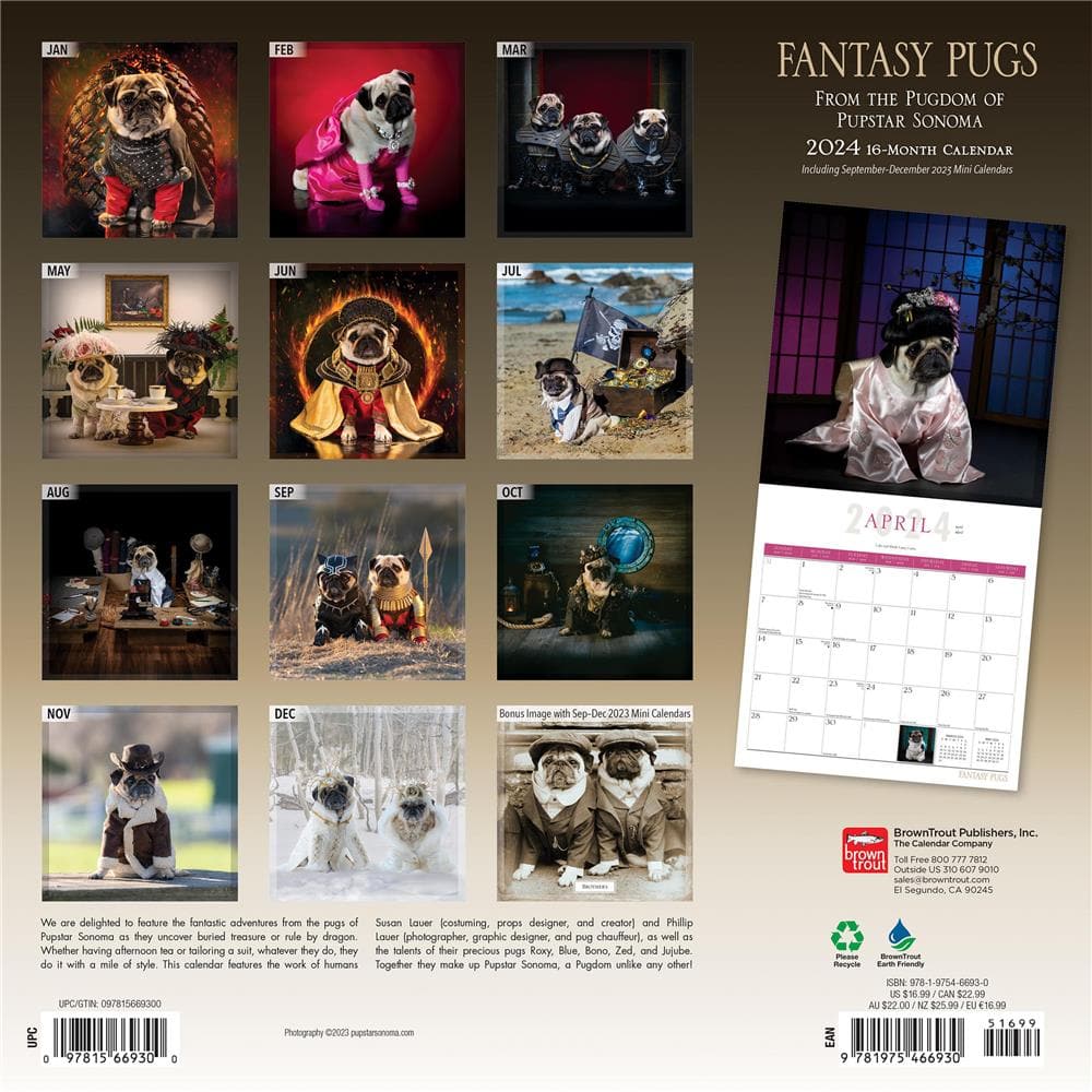 Fantasy Pugs 2024 Wall Calendar product Image