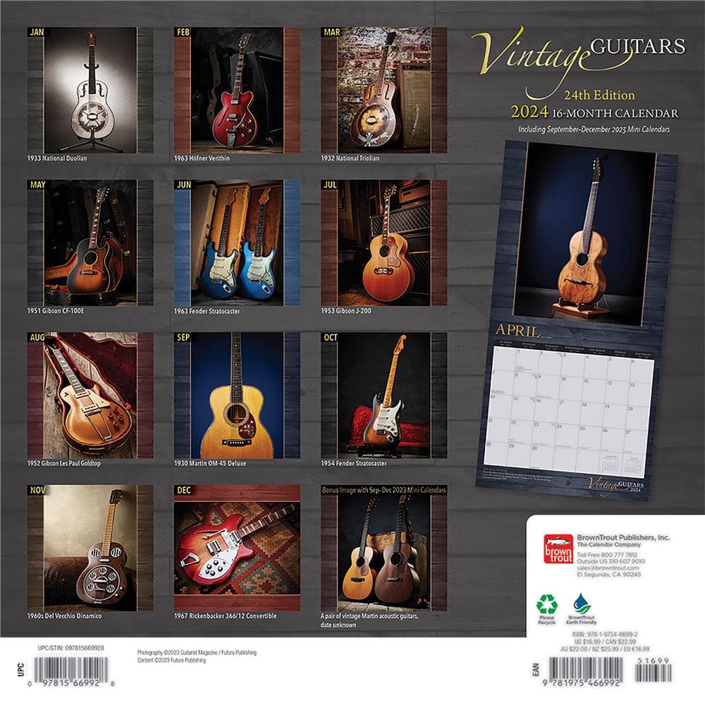 Vintage Guitars 2024 Wall Calendar product image