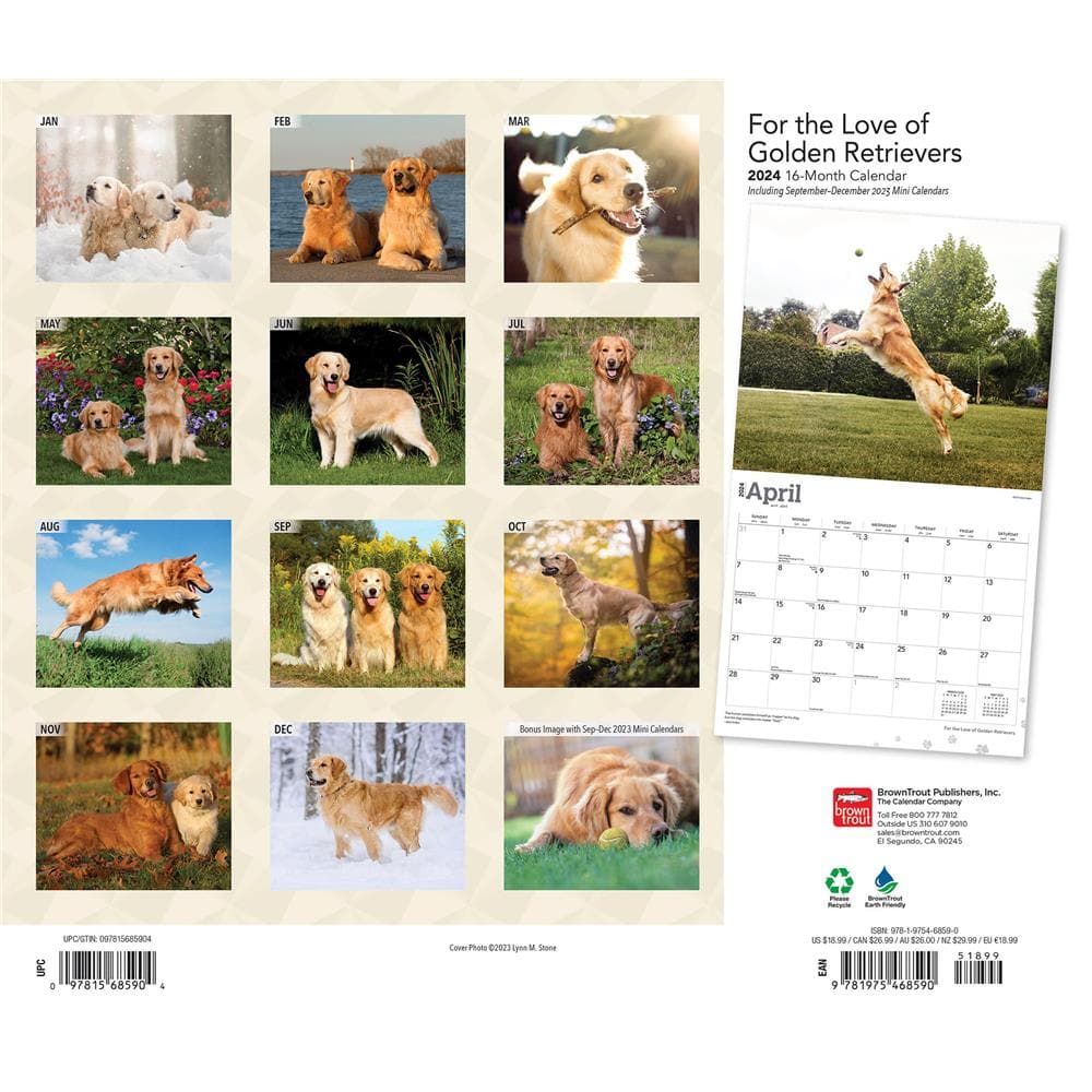 Golden Retrievers - For the Love of 2024 Deluxe Wall Calendar product Image