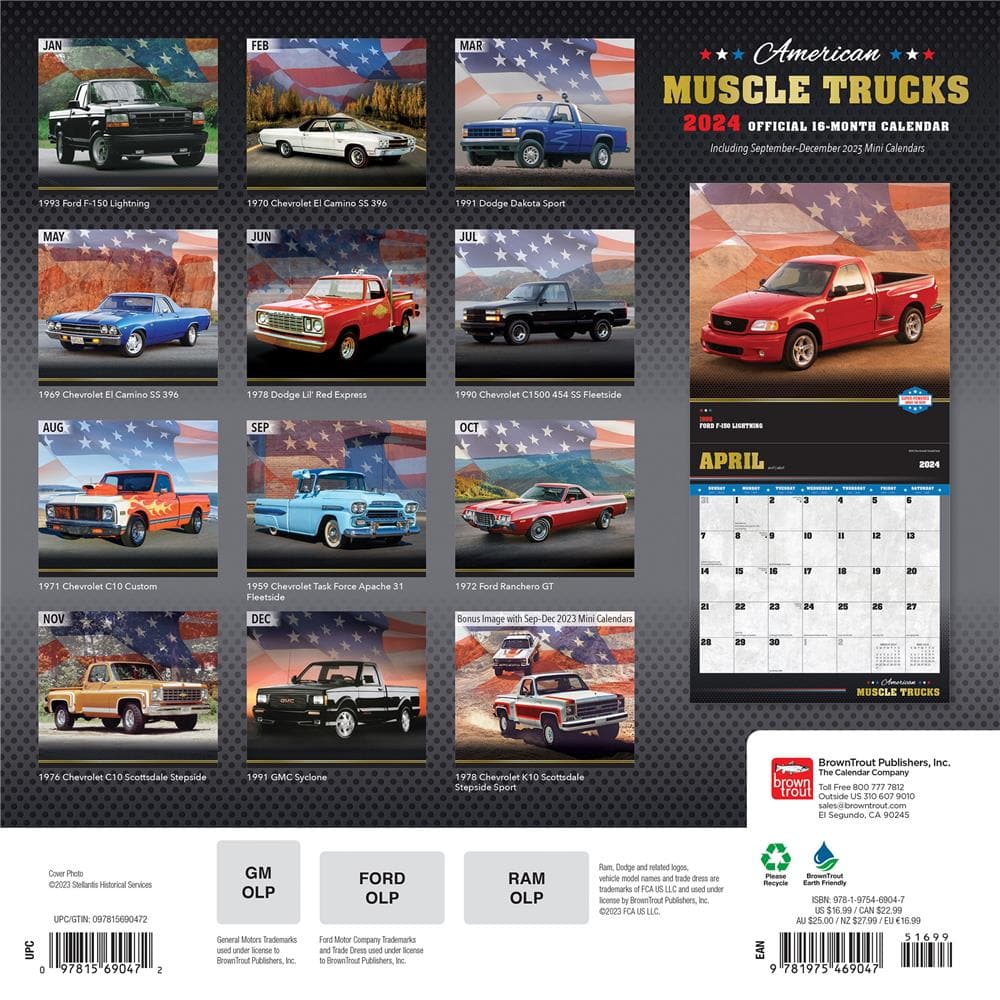 American Muscle Trucks 2024 Wall Calendar  product image