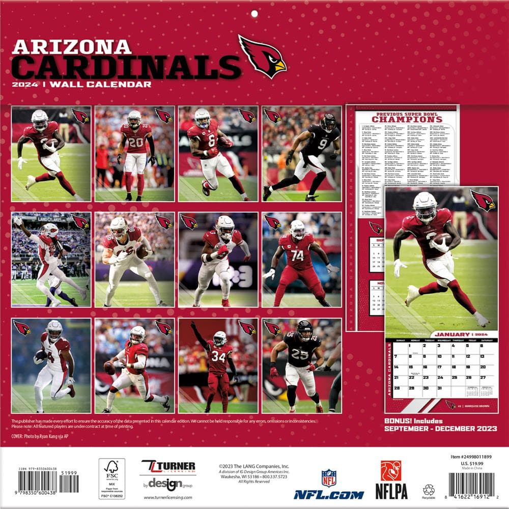 NFL Arizona Cardinals 2024 Wall Calendar  product image