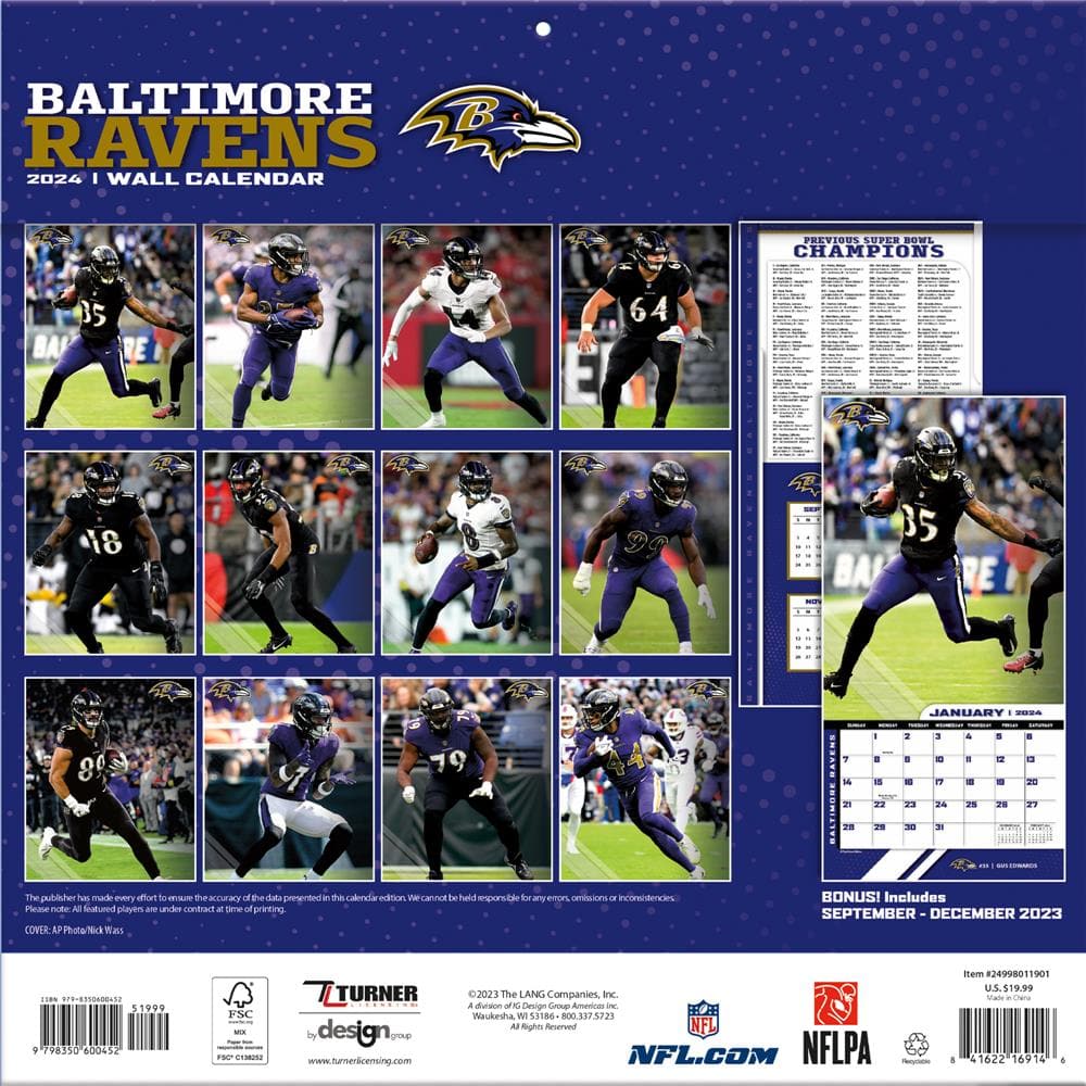 NFL Baltimore Ravens 2024 Wall Calendar  product image