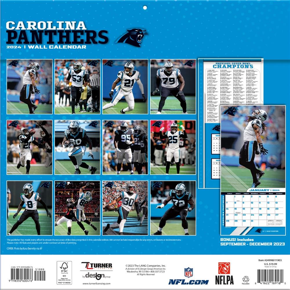 NFL Carolina Panthers 2024 Wall Calendar  product image
