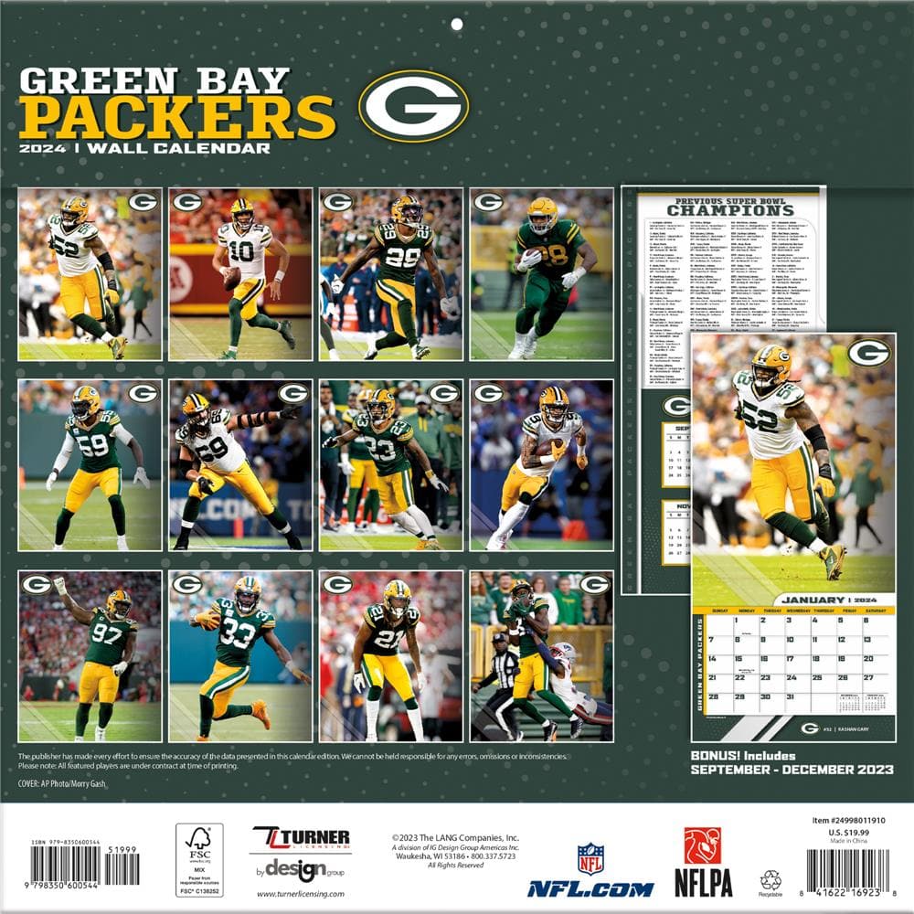 NFL Green Bay Packers 2024 Wall Calendar product image