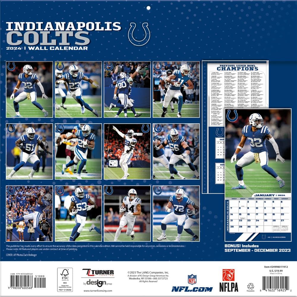 NFL Indianapolis Colts 2024 Wall Calendar  product image