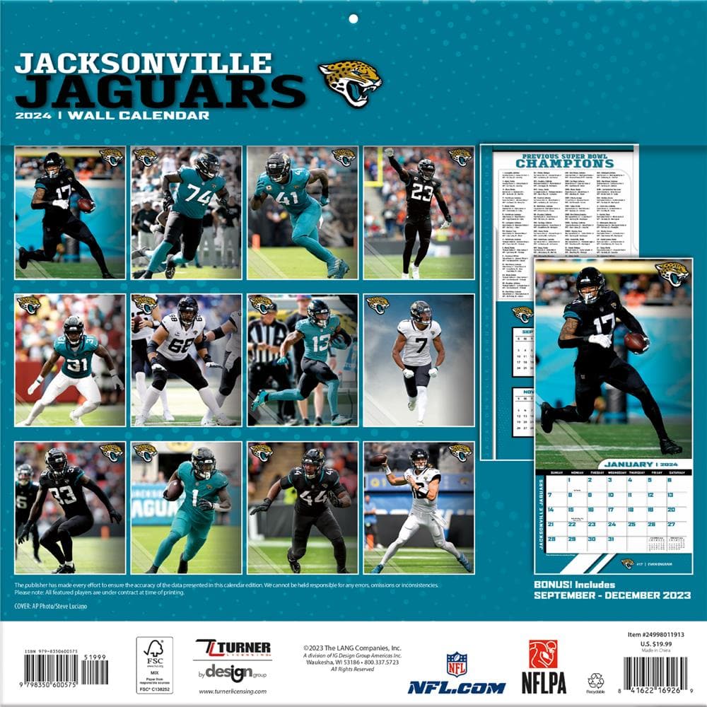 NFL Jacksonville Jaguars 2024 Wall Calendar  product image
