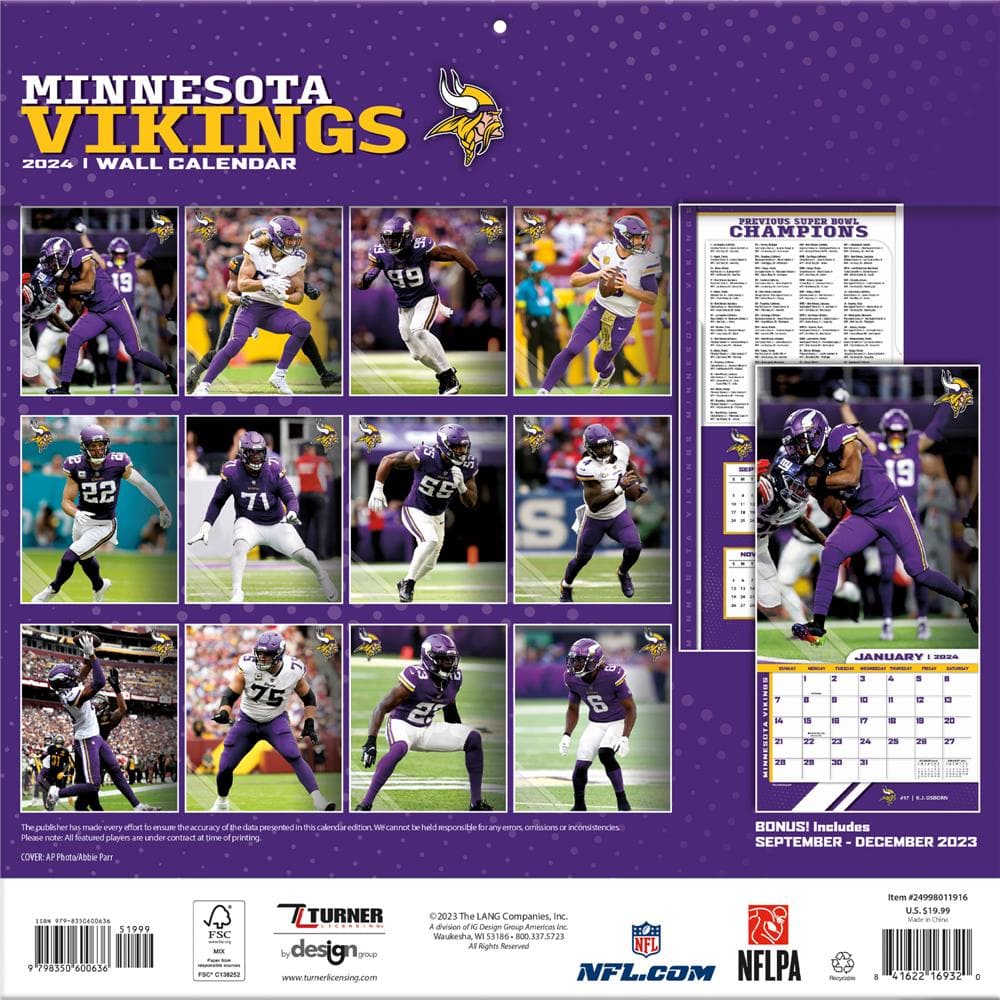NFL Minnesota Vikings 2024 Wall Calendar product image
