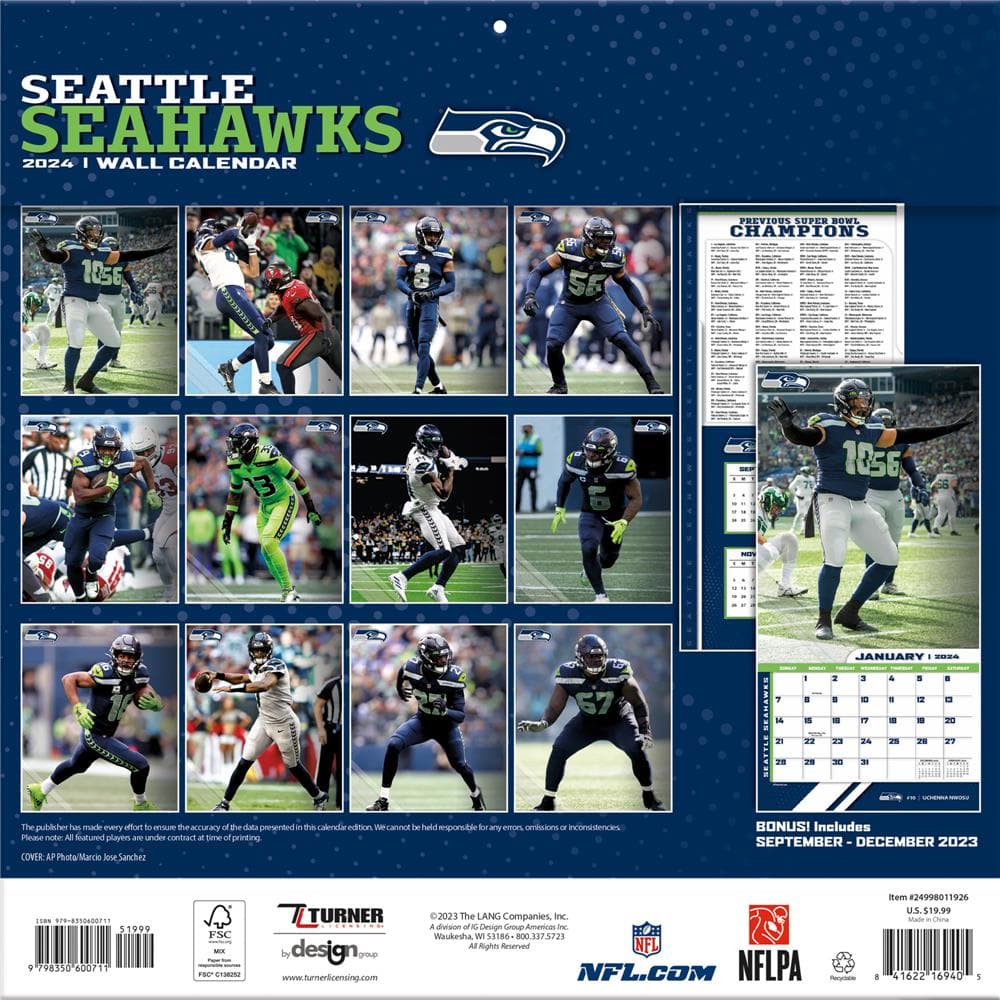 NFL Seattle Seahawks 2024 Wall Calendar product image