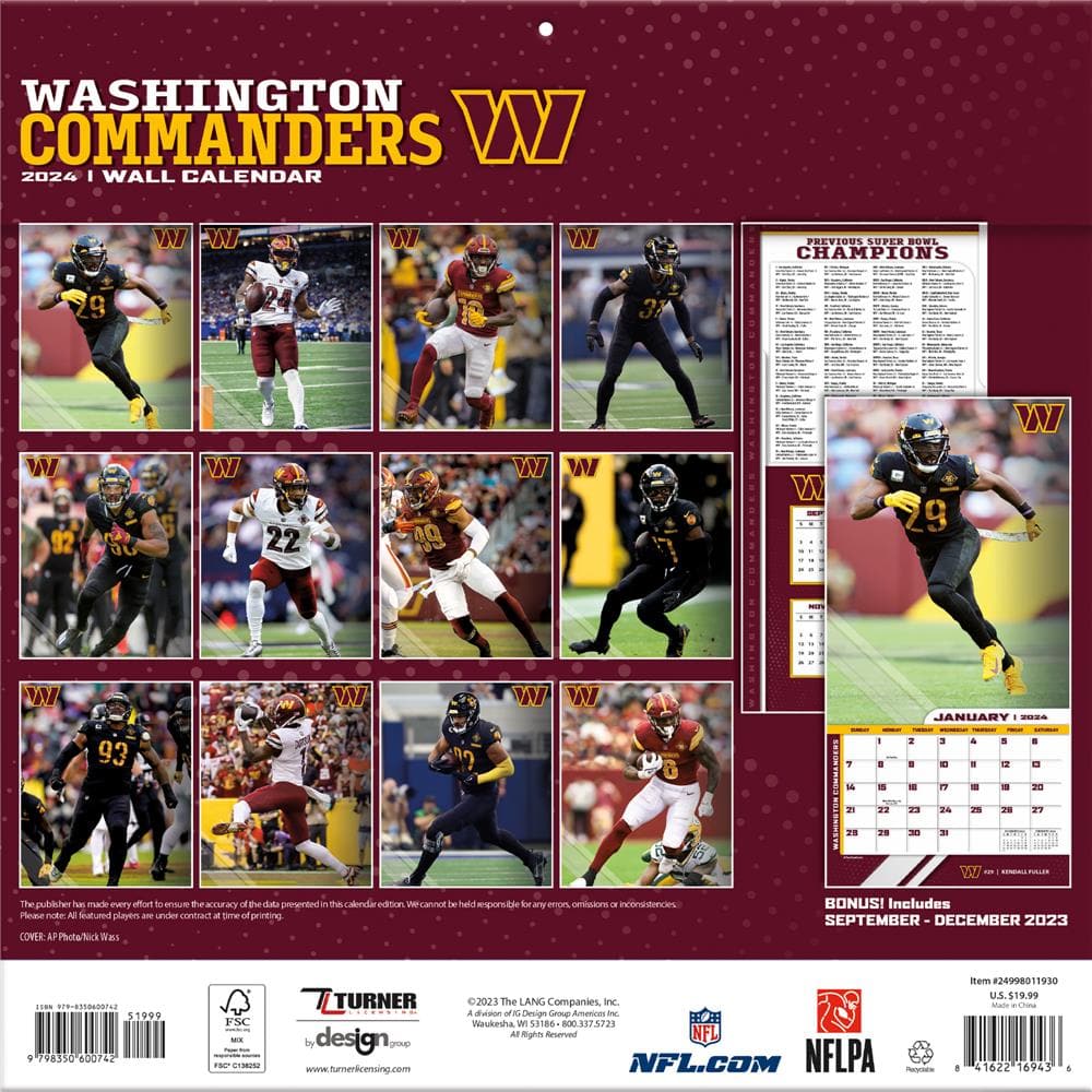 NFL Washington Football Team 2024 Wall Calendar  product image