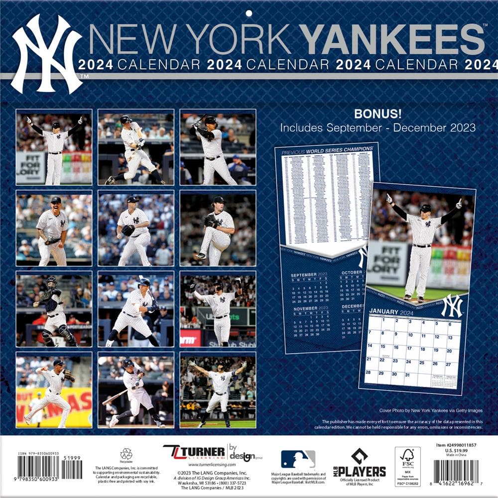 MLB New York Yankees 2024 Wall Calendar product image