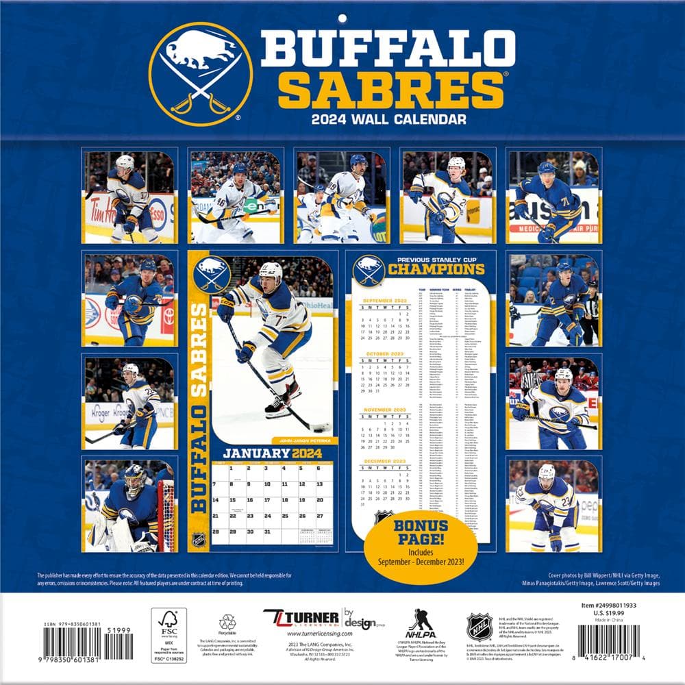 NHL Buffalo Sabres 2024 Wall Calendar product image