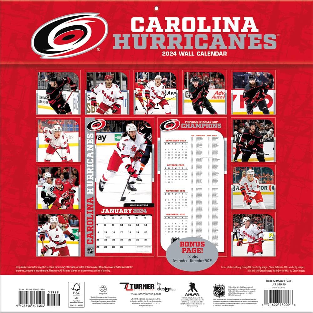 NHL Carolina Hurricanes 2024 Wall Calendar  product image
