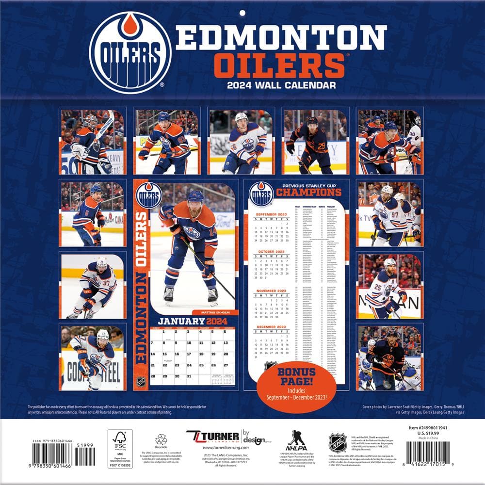 NHL Edmonton Oilers 2024 Wall Calendar product image