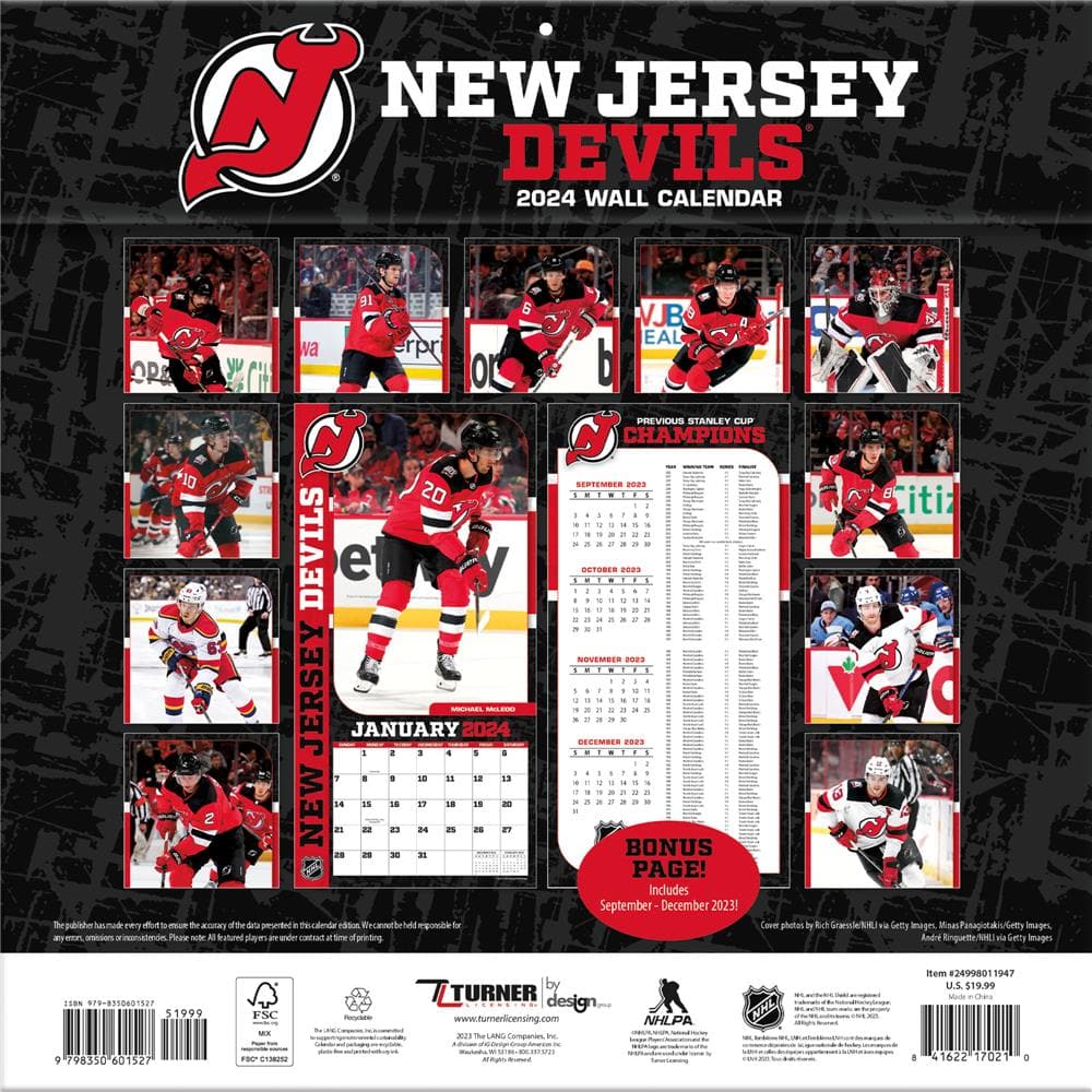 NHL New Jersey Devils 2024 Wall Calendar  product image