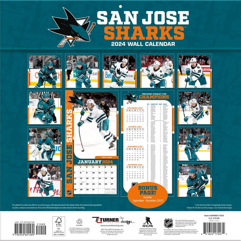 NHL San Jose Sharks 2024 Wall Calendar  product image