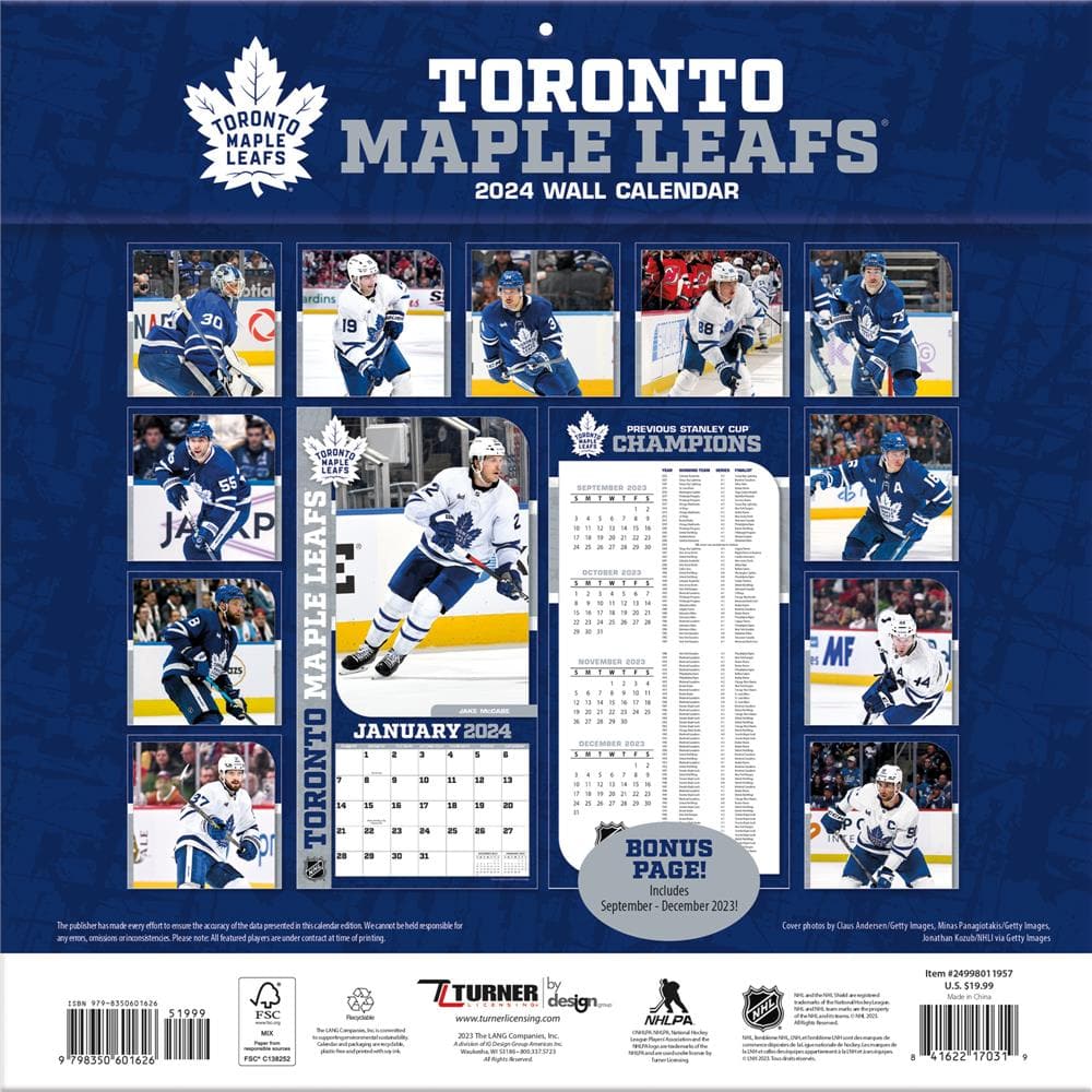NHL Toronto Maple Leafs 2024 Wall Calendar product image