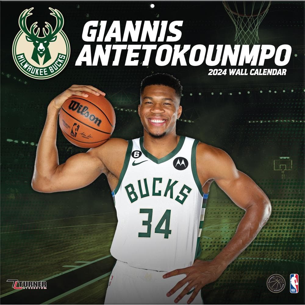 NBA Giannis Antetokounmpo Milwaukee Bucks 2024 Wall Calendar  product image