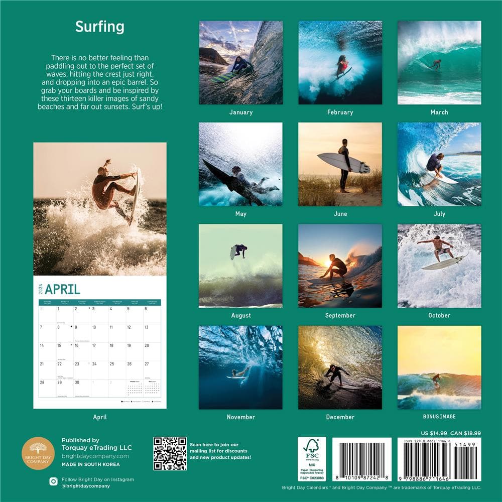 Surfing 2024 Wall Calendar product image