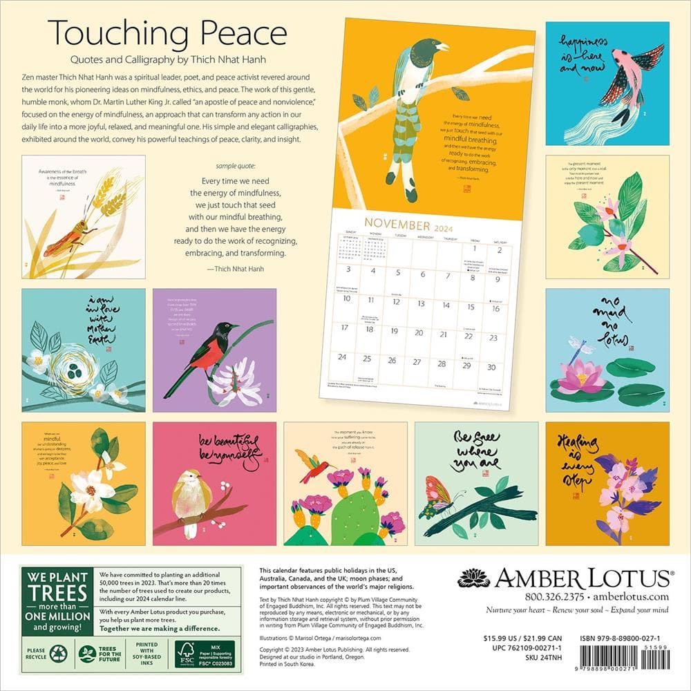 Thich Nhat Hanh Touching Peace 2024 Wall Calendar product image