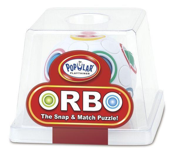The product image shows a packaged 'Orbo' snap and match puzzle game with multicolored balls and rings on the box cover.