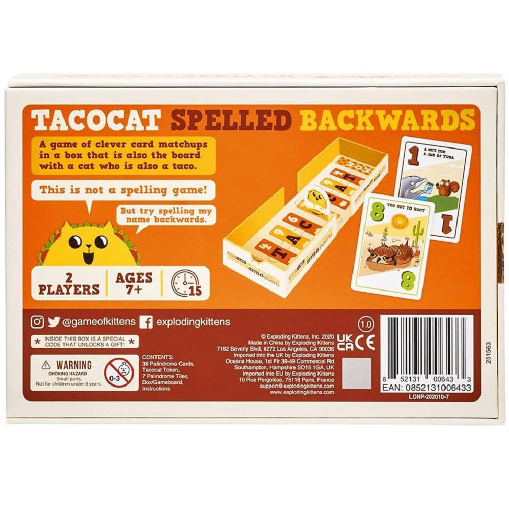 Tacocat Spelled Backwards by Exploding Kittens | Calendar Club